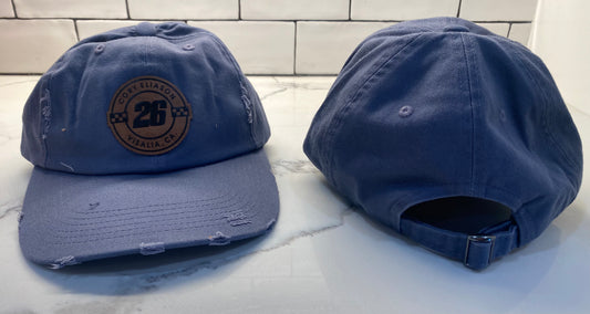 Blue Distressed Round Patch Hat